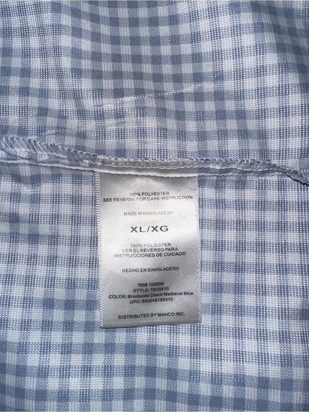 Habit River Guide Brookside Check Medieval Blue Fishing Shirt XL UPF 40 Vent